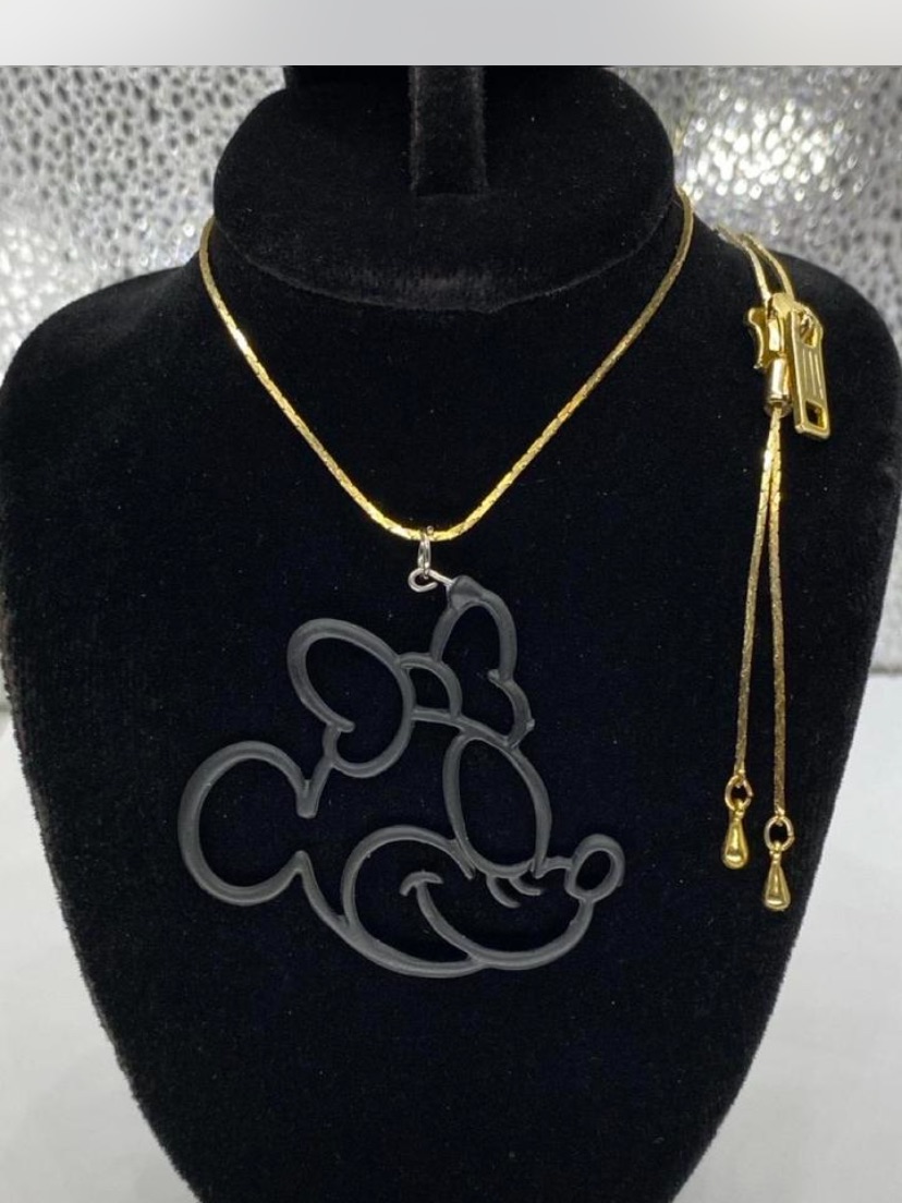 *** Gold Chain Necklace ^^^ Minnie Mouse Silhouette Pendant *** Collectors ***